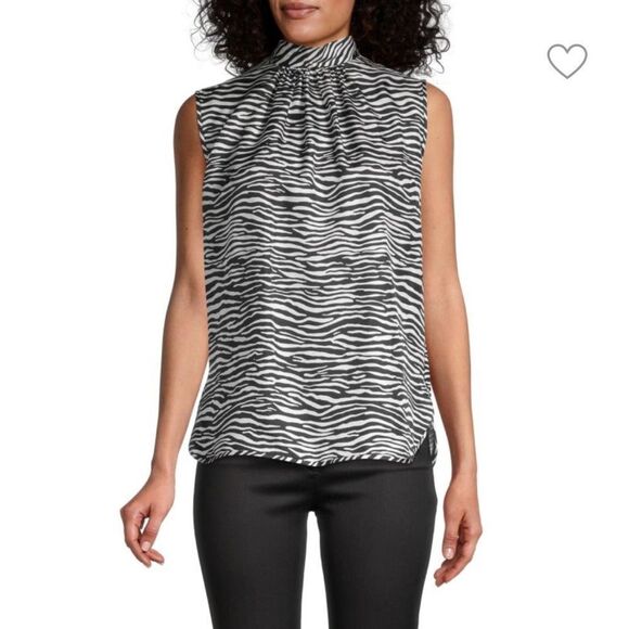 MaxMara Adda Zebra Print Silk Sleeveless Blouse 6 NEW - Picture 1 of 12